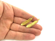 2 Pcs Raw  Brass Feather Charms   42x8mm   G3953