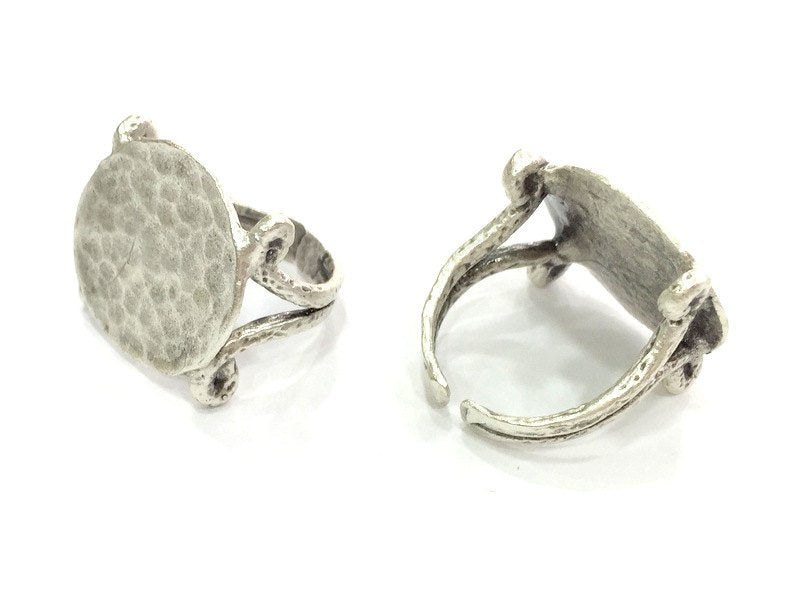 Adjustable Ring Blank, (20 mm blank) Antique Silver Plated Brass G3954