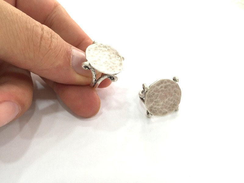 Adjustable Ring Blank, (20 mm blank) Antique Silver Plated Brass G3954