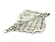 Silver Pendant Leaf Pendants , Antique Silver Plated Metal 66x42 mm   G3959