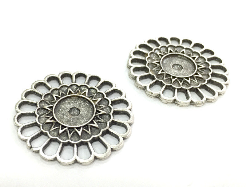 2 Antique Silver Connector Blank , Mountings  (10mm Blank)  G3963