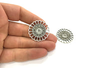 2 Antique Silver Connector Blank , Mountings  (10mm Blank)  G3963