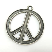 Peace Pendants , Antique Silver Plated Metal 45 mm   G3965