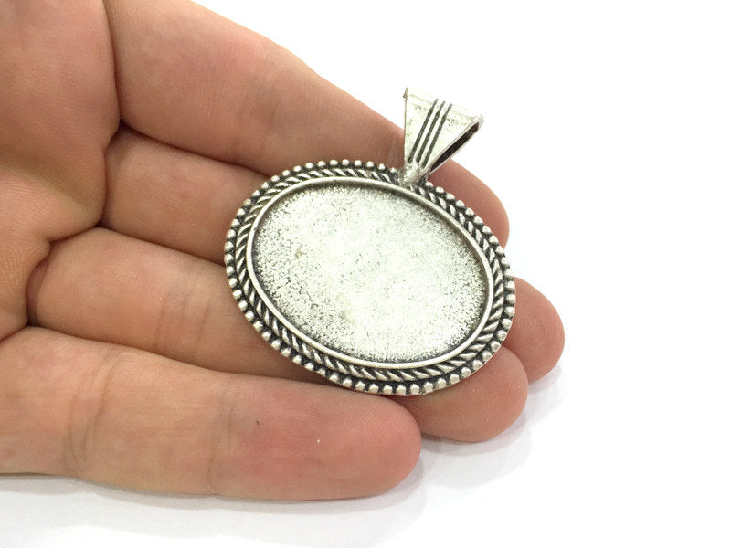 Antique Silver Plated Blank , Mountings  (36x27mm Blank)  G3972
