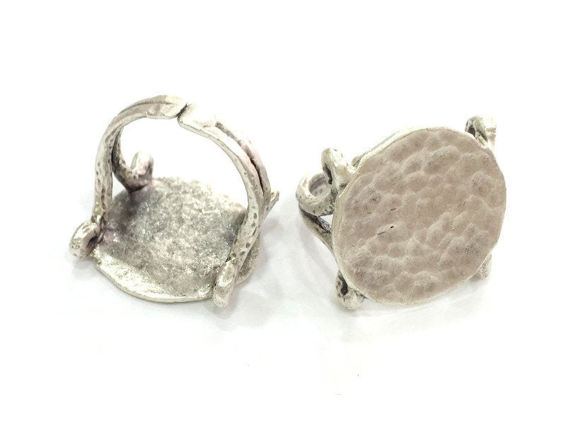 Adjustable Ring Blank, (20 mm blank) Antique Silver Plated Brass G3954