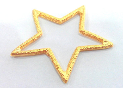 10 Gold Plated Star Pendants Gold Plated Metal  (41 mm.)   G11212