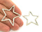 2 Star Pendants , Antique Silver Plated Metal 40 mm   G3957