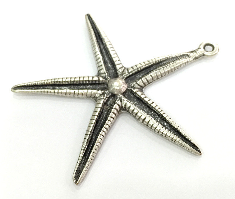 Starfish Pendants , Antique Silver Plated Metal 74x72 mm   G3958