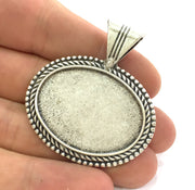 Antique Silver Plated Blank , Mountings  (36x27mm Blank)  G3972