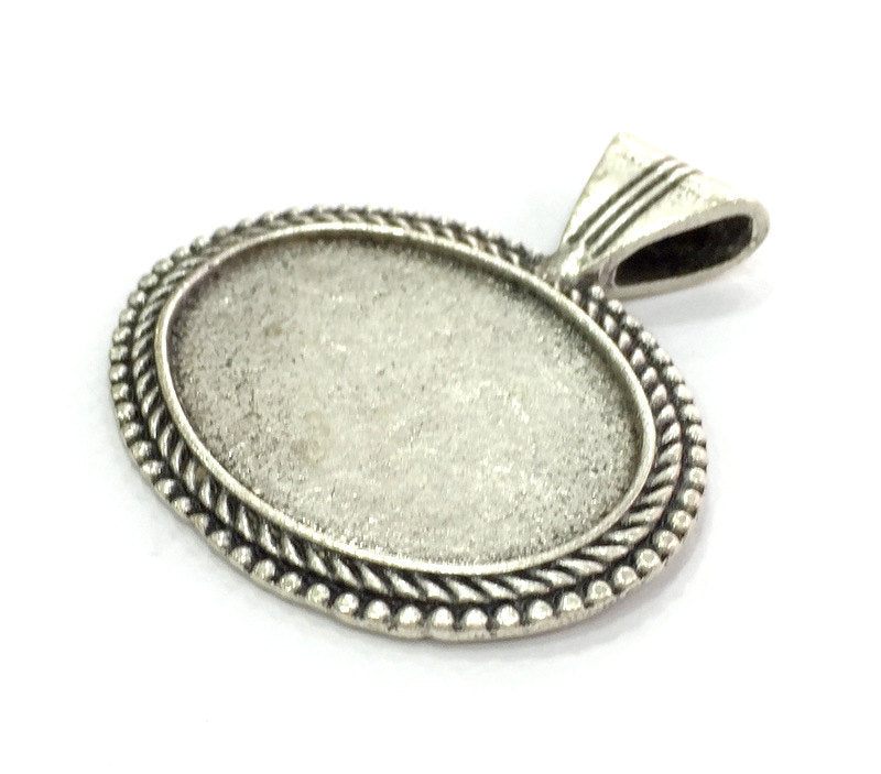 Antique Silver Plated Blank , Mountings  (36x27mm Blank)  G3972