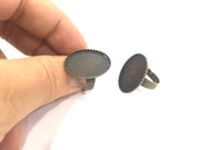 5 Pcs (25x18mm) Antique Bronze Plated Brass Adjustable Ring Blank G3982