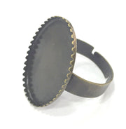 5 Pcs (25x18mm) Antique Bronze Plated Brass Adjustable Ring Blank G3982