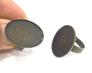 5 Pcs (25x18mm) Antique Bronze Plated Brass Adjustable Ring Blank G3982