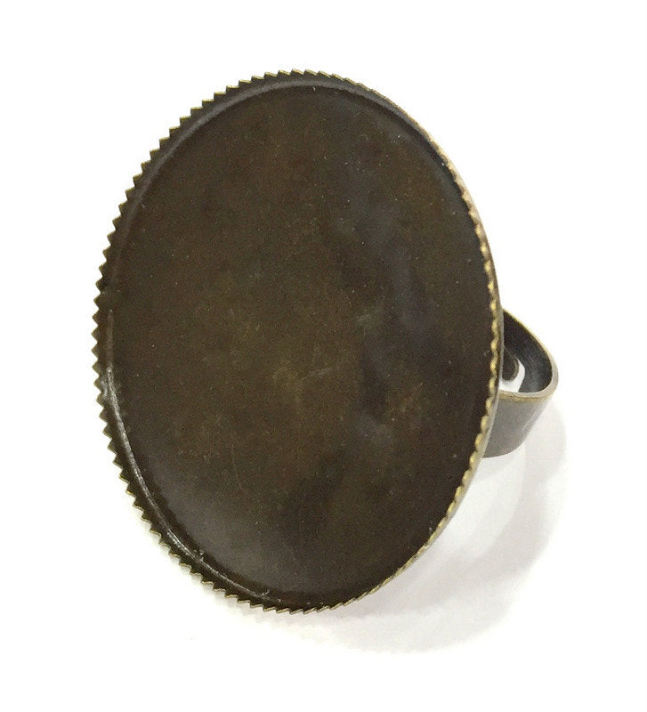 5 Ring Blank Antique Bronze Plated Brass Adjustable Ring Blank 5 Pcs (30mm) G3983