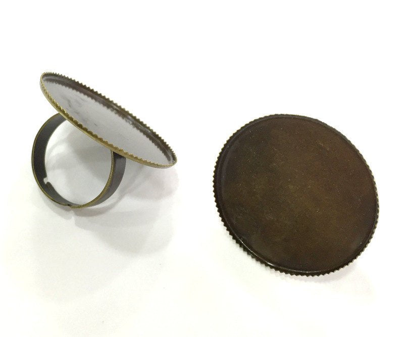 5 Ring Blank Antique Bronze Plated Brass Adjustable Ring Blank 5 Pcs (30mm) G3983