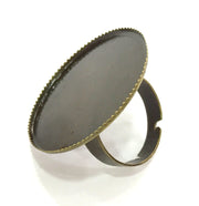 5 Ring Blank Antique Bronze Plated Brass Adjustable Ring Blank 5 Pcs (30mm) G3983