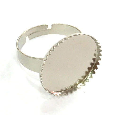 5 Ring Blank , Adjustable Silver Tone Brass   (18mm blank)  G3988