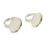 5 Ring Blank , Adjustable Silver Tone Brass   (18mm blank)  G3988