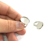 5 Ring Blank , Adjustable Silver Tone Brass   (18mm blank)  G3988