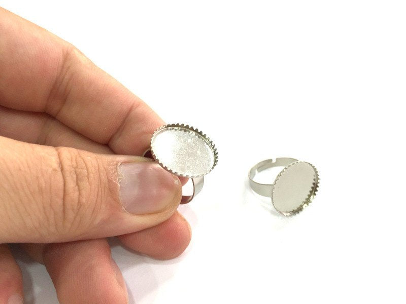 5 Ring Blank , Adjustable Silver Tone Brass   (18mm blank)  G3988