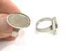 5 Ring Blank , Adjustable Silver Tone Brass   (18x13mm blank)  G3990