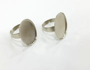 5 Ring Blank , Adjustable Silver Tone Brass   (25x18mm blank)  G3996