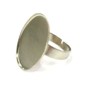 5 Ring Blank , Adjustable Silver Tone Brass   (25x18mm blank)  G3996