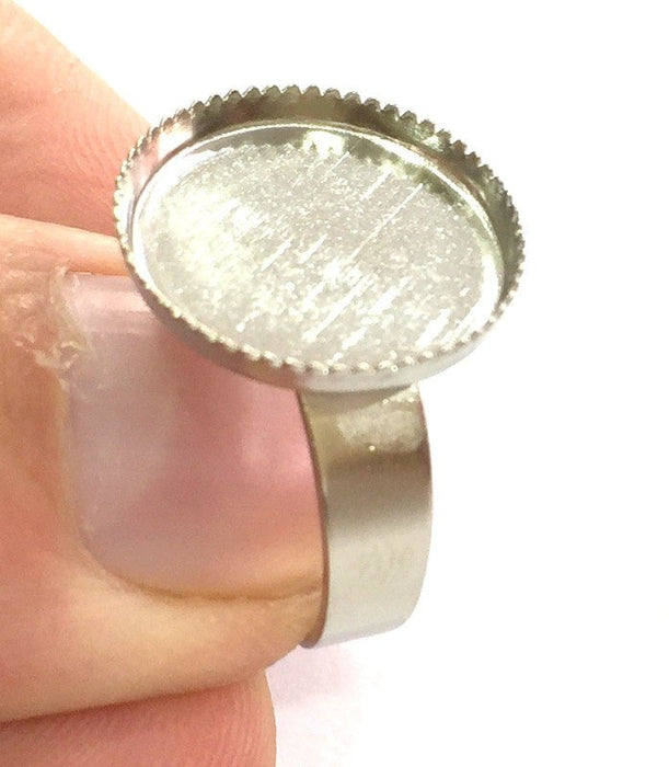 5 Ring Blank , Adjustable Silver Tone Brass   (16mm)  G3987