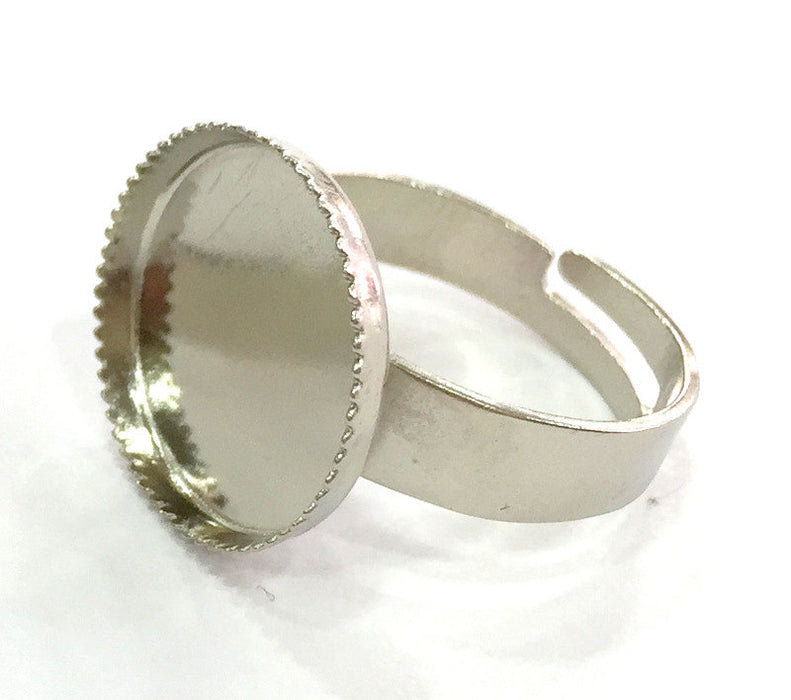 5 Ring Blank , Adjustable Silver Tone Brass   (16mm)  G3987
