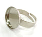 5 Ring Blank , Adjustable Silver Tone Brass   (16mm)  G3987