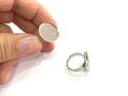 5 Ring Blank , Adjustable Silver Tone Brass   (18mm blank)  G3988
