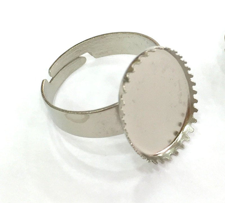5 Ring Blank , Adjustable Silver Tone Brass   (18x13mm blank)  G3990
