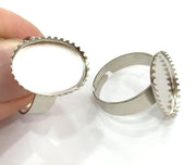 5 Ring Blank , Adjustable Silver Tone Brass   (18x13mm blank)  G3990