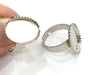 5 Ring Blank , Adjustable Silver Tone Brass   (18x13mm blank)  G3990