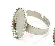 5 Ring Blank , Adjustable Silver Tone Brass   (18x13mm blank)  G3990