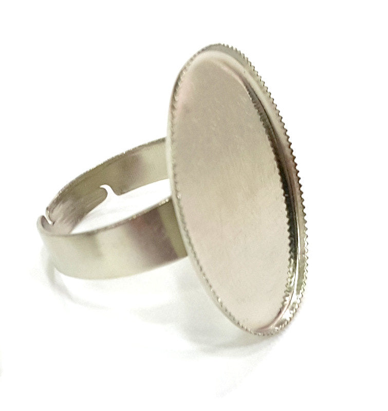 5 Ring Blank , Adjustable Silver Tone Brass   (25x18mm blank)  G3996