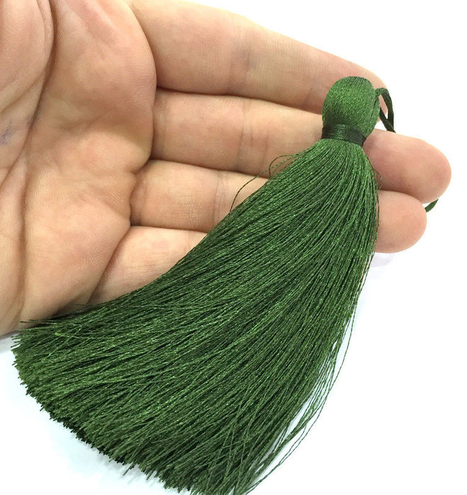 Thread Tassel Dark Green ,   Large Thick  113 mm - 4.4 inches   G4048