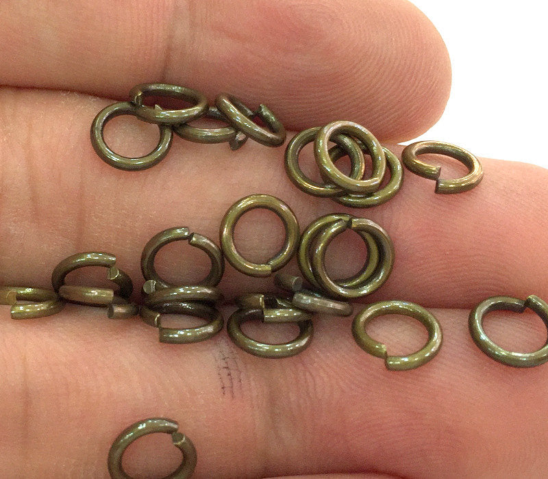 50 Pcs (7 mm) Antique Brass Plated Brass strong jump ring ,  18 guage  G9462