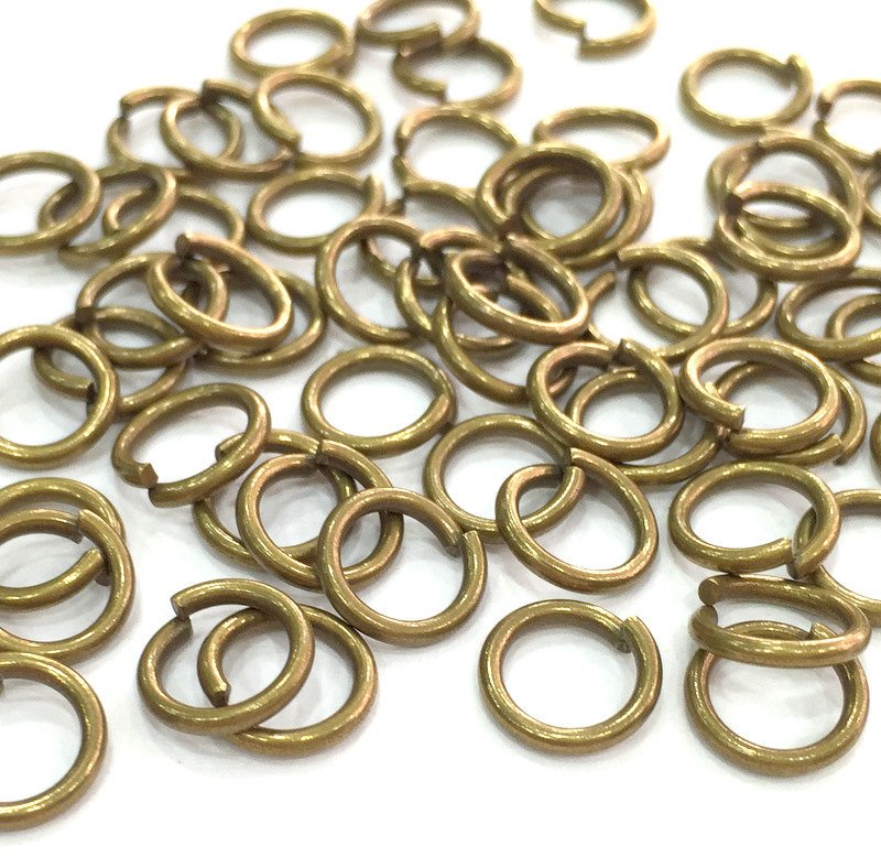 50 Pcs (8 mm) Antique Brass Plated Brass strong jump ring ,  18 guage  G9461
