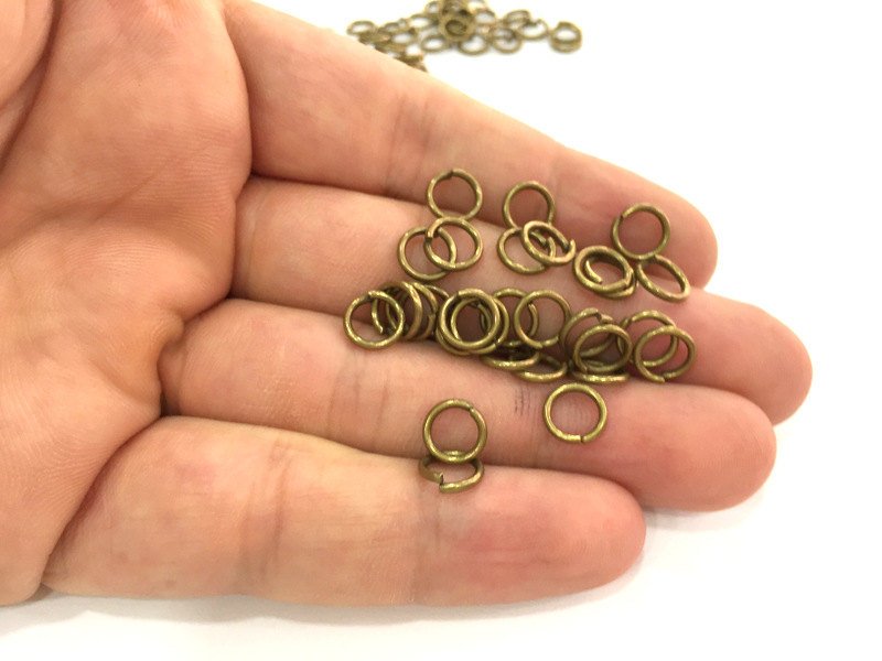 50 Pcs (8 mm) Antique Brass Plated Brass strong jump ring ,  18 guage  G9461