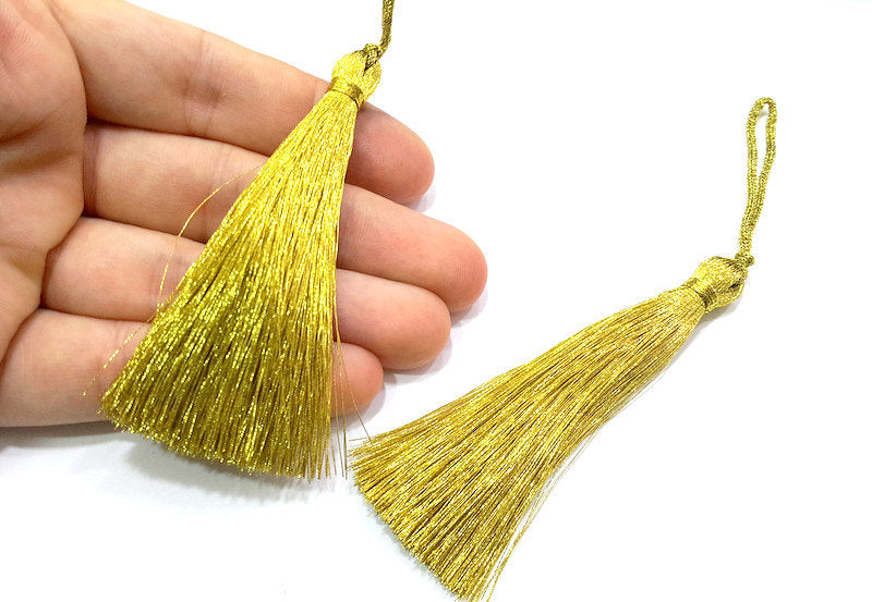 2 pcs (78 mm - 3 inches) Bright  Gold Tassel    G12661