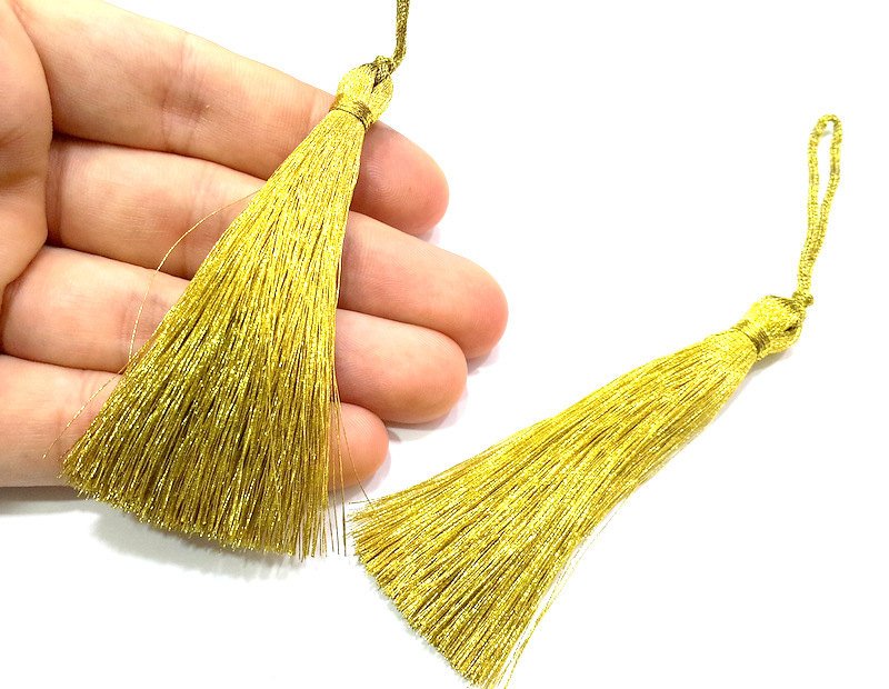 2 pcs (78 mm - 3 inches) Bright  Gold Tassel    G12661