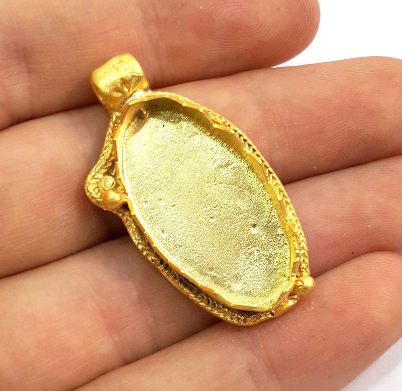 Gold Plated Brass Mountings ,  Blanks  46x22 mm (30x15 mm blank) G4096