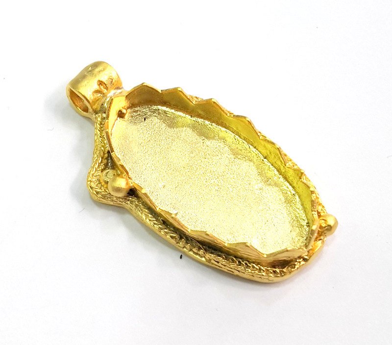 Gold Plated Brass Mountings ,  Blanks  46x22 mm (30x15 mm blank) G4096