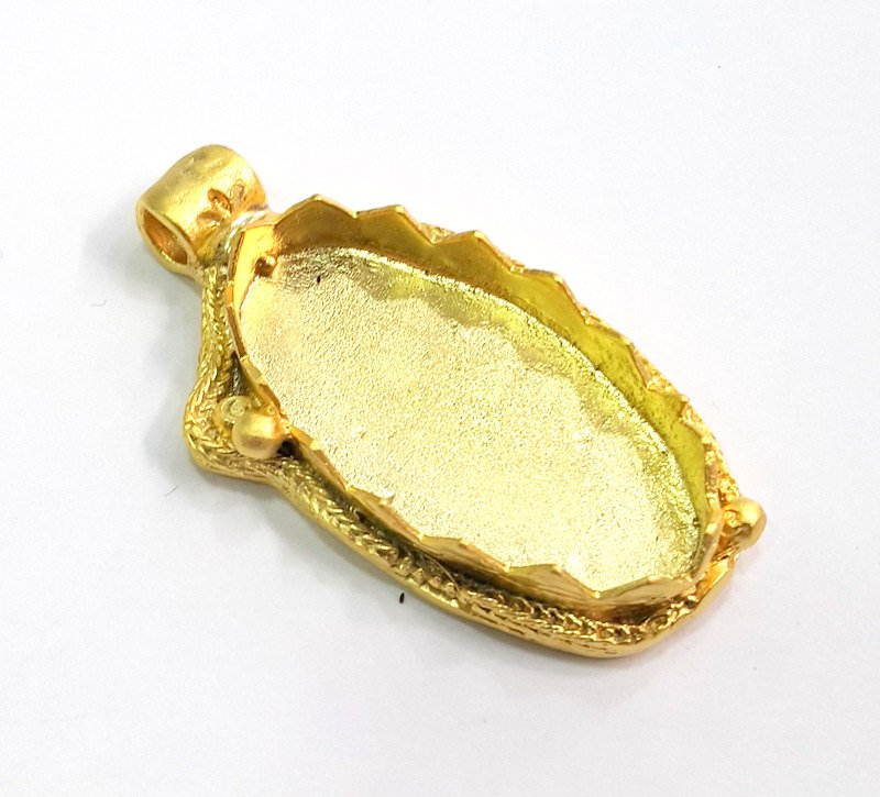 Gold Plated Brass Mountings ,  Blanks  46x22 mm (30x15 mm blank) G4096