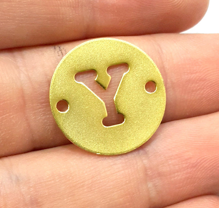 20mm   Letter Y  Charm, Double Holes Gold Plated Brass G4097