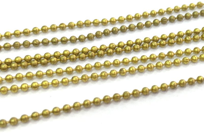 Raw Brass Ball Chain  16.5 ft. - 5 meters  (1mm)  G4105