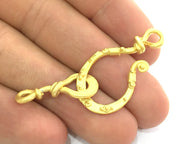 Gold Hook Clasp Findings , Gold Plated Brass G4133