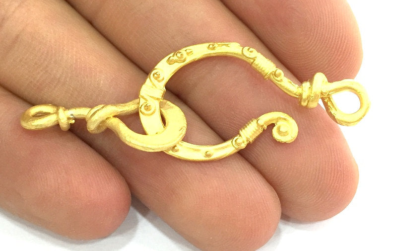 Gold Hook Clasp Findings , Gold Plated Brass G4133