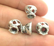 4 Antique Silver Plated Brass Cones , Findings  10x8mm  G12640